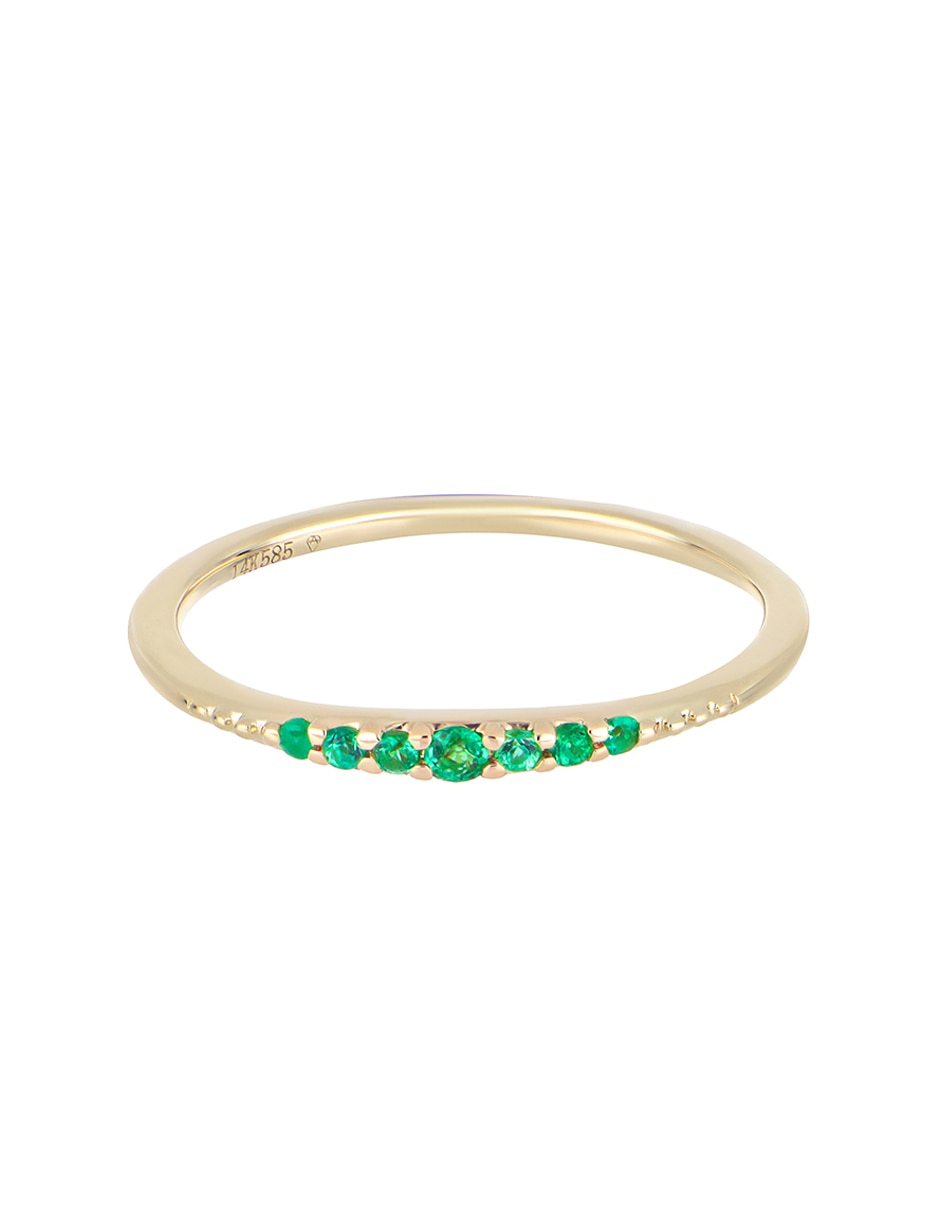 Anillo Ever for You 14 k de oro amarillo esmeralda pavé