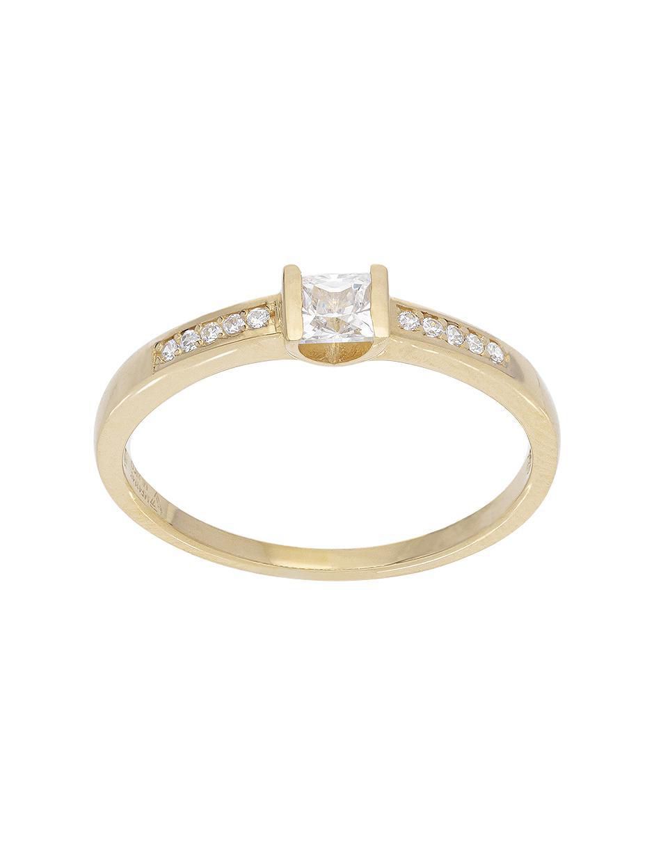 Anillo 10 k de oro rosa zirconia brillante