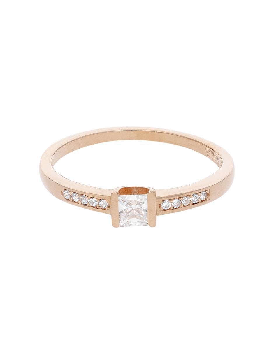 Anillo 10 k de oro rosa zirconia brillante 2
