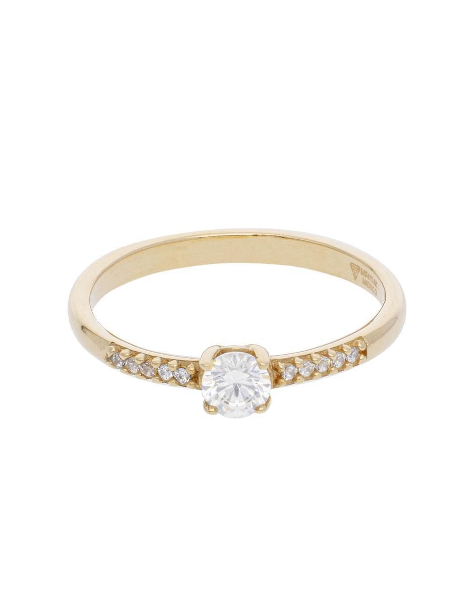 Anillo 10 k de oro blanco zirconia brillante
