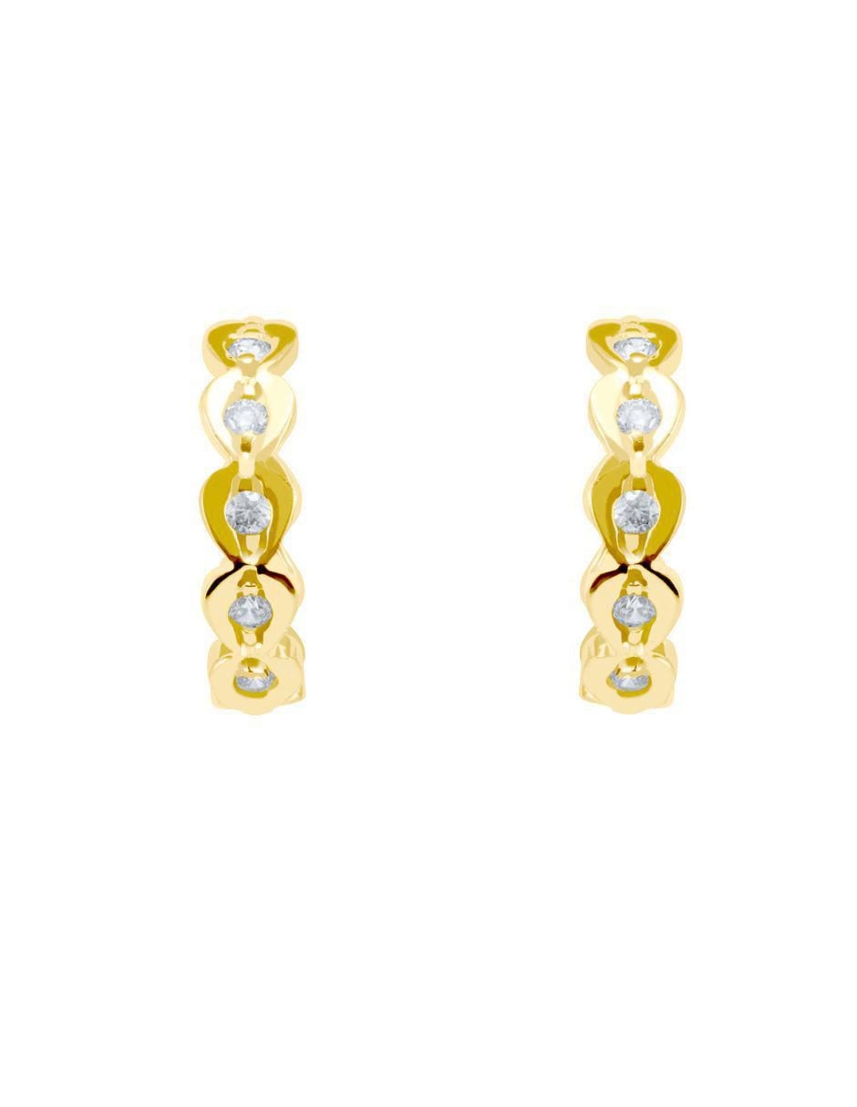 Arracadas de oro amarillo 14 K con acabado brillante zirconia 1