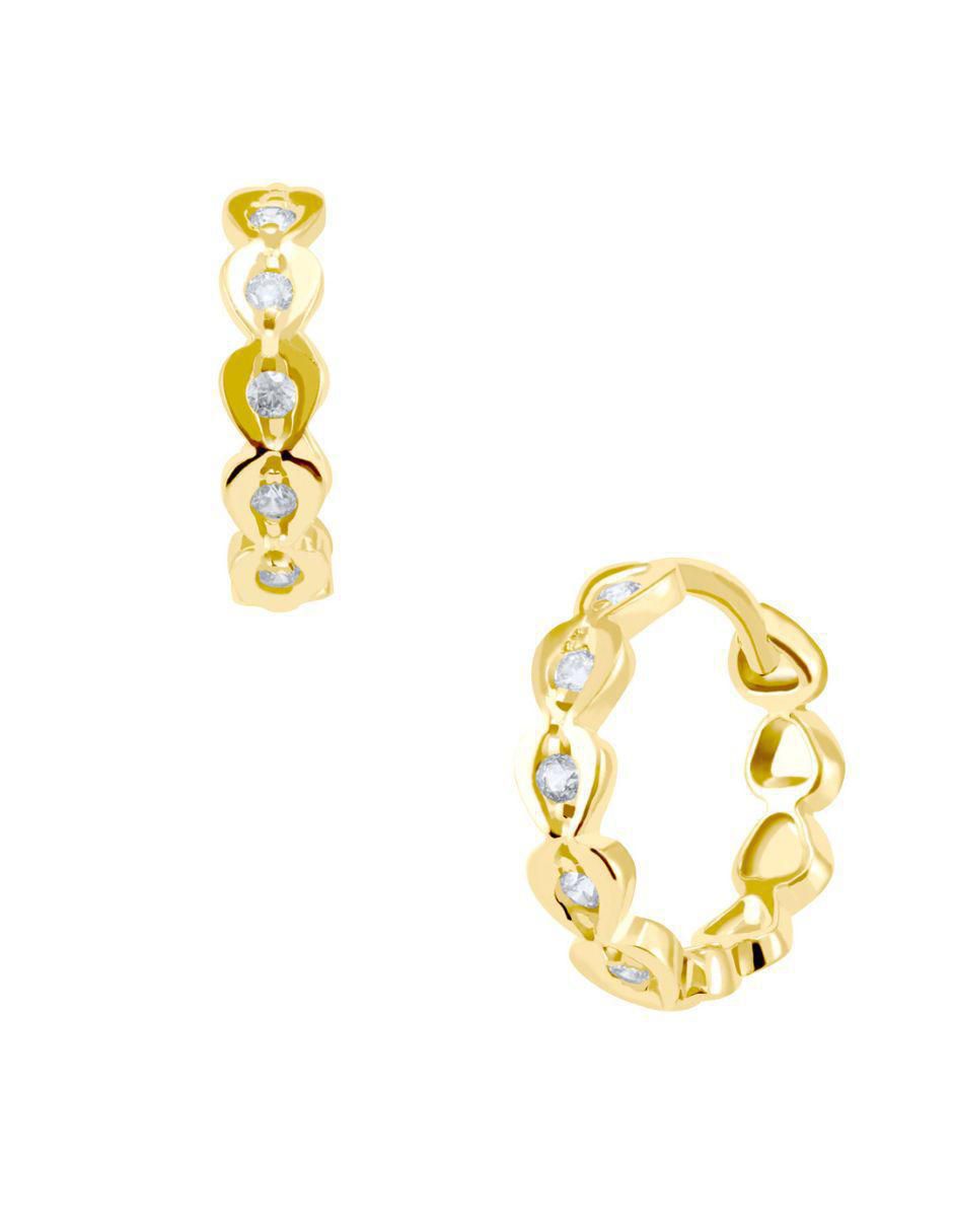 Arracadas de oro amarillo 14 K con acabado brillante zirconia 2