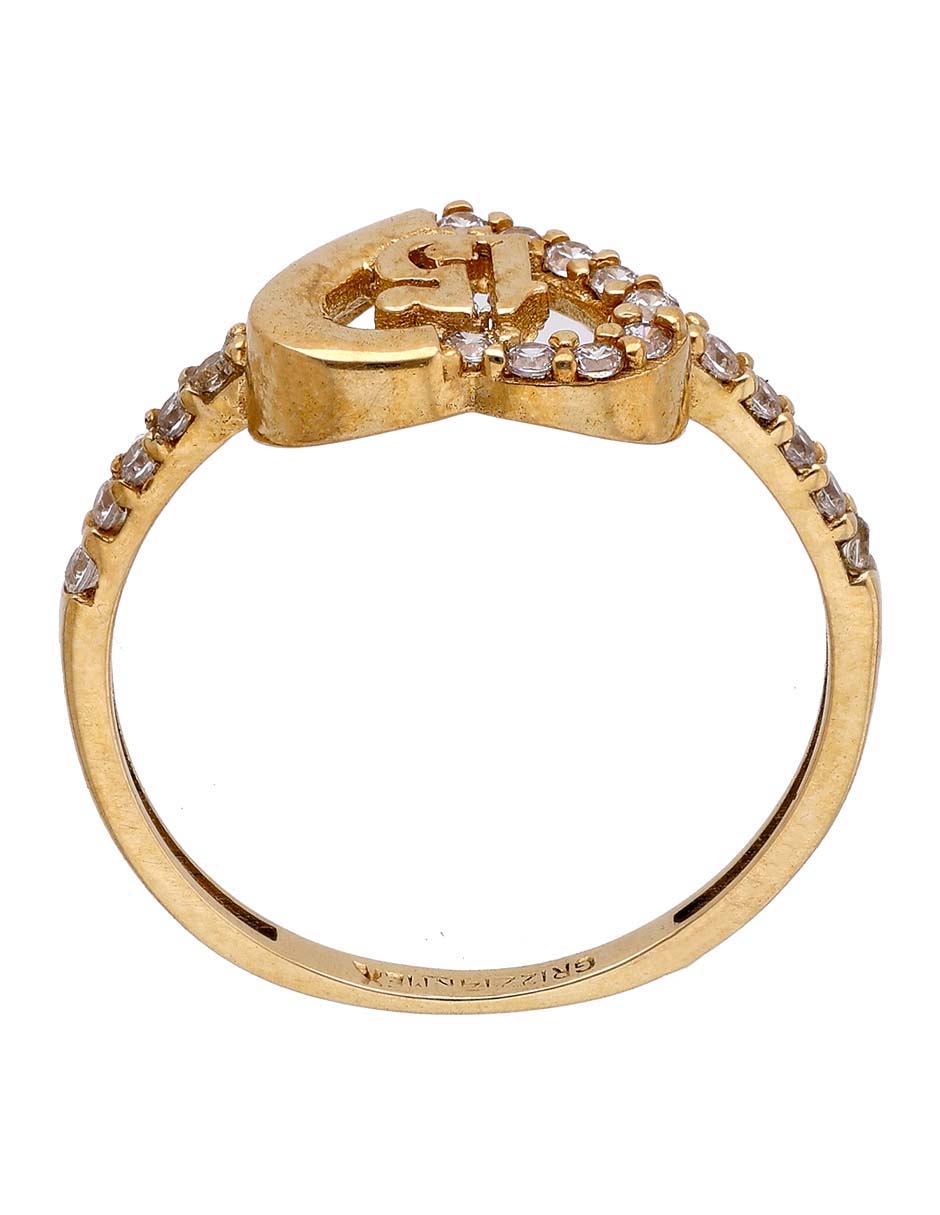 Anillo de corazón 14 K de oro zirconia pavé 2