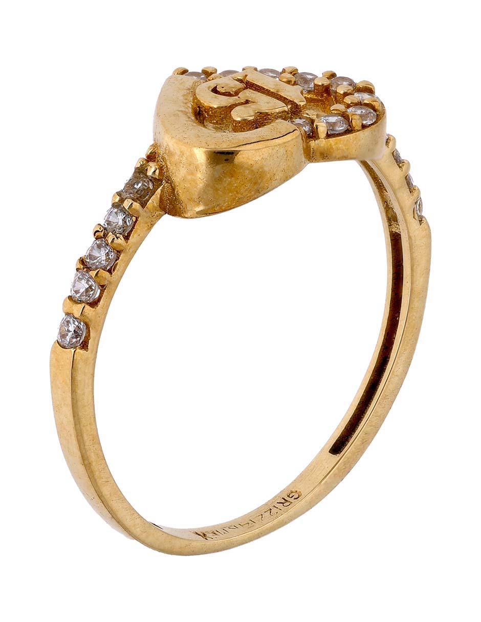 Anillo de corazón 14 K de oro zirconia pavé 3