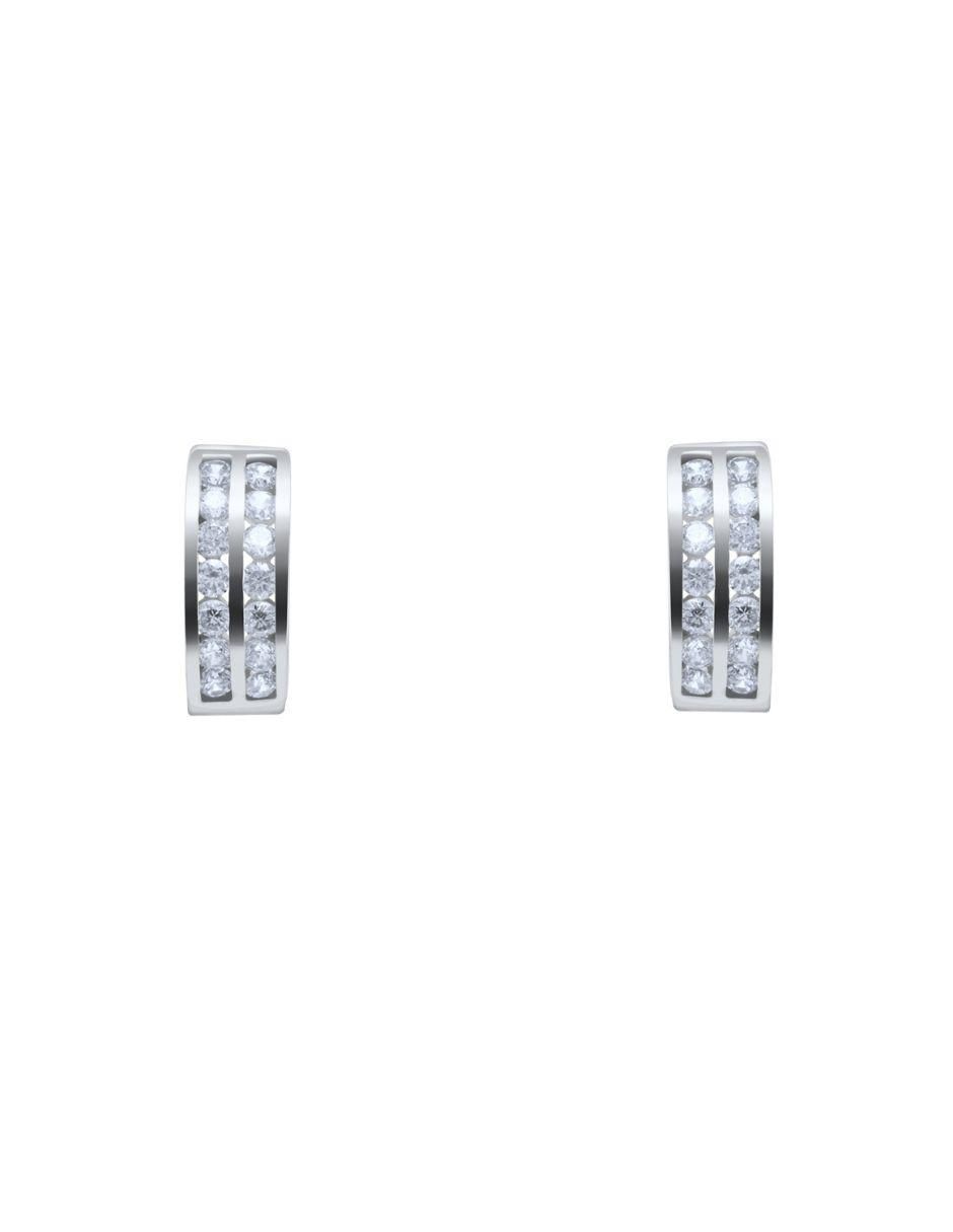 Arracadas de oro blanco con acabado brillante zirconia