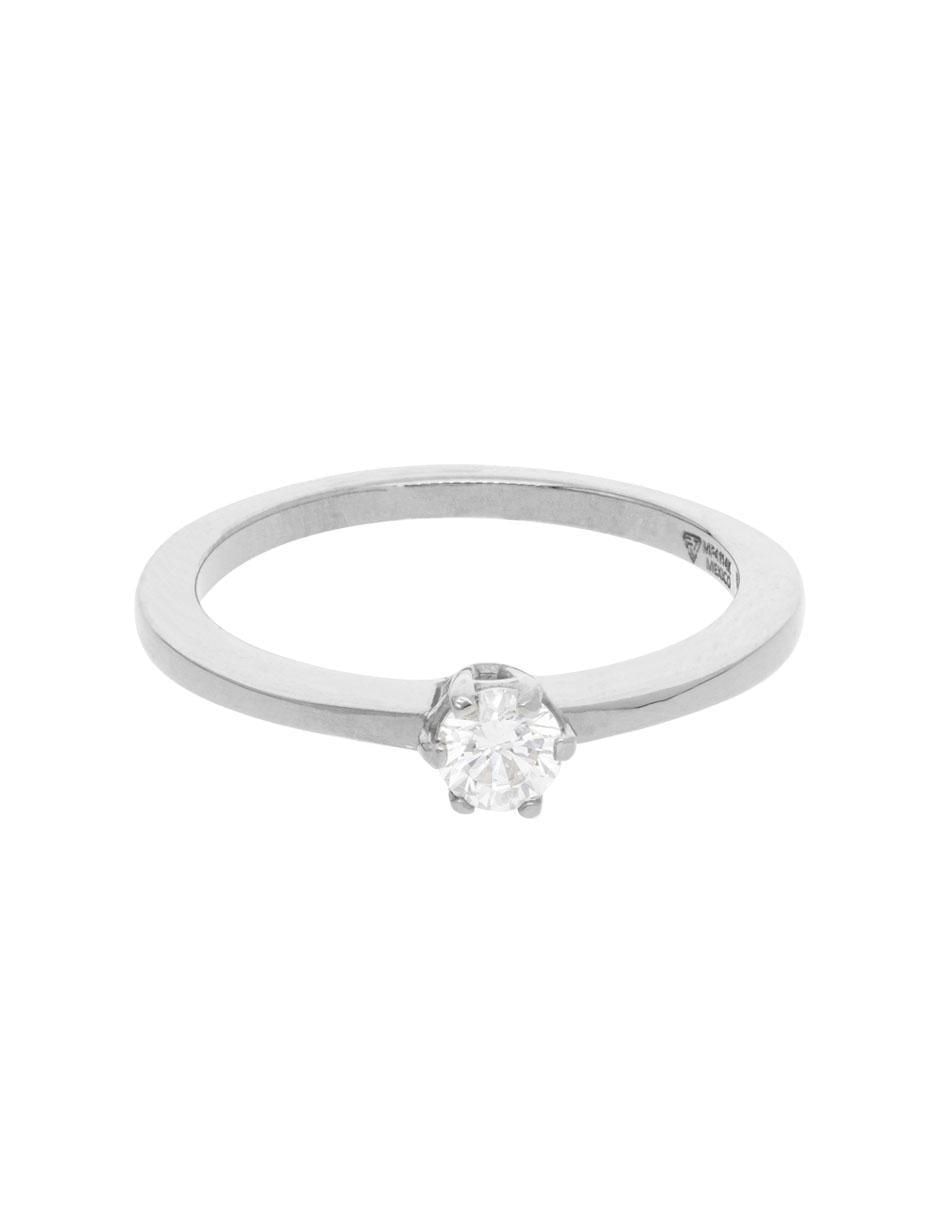 Anillo 10 k de oro blanco zirconia brillante