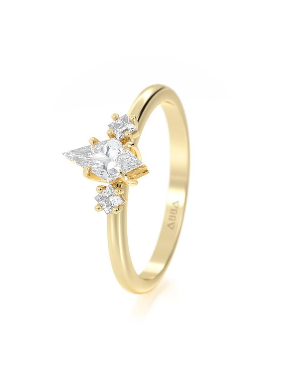 Anillo de compromiso "de" oro 14 k abba joyas sin familia zirconia