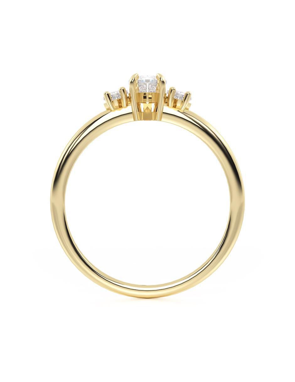 Anillo de compromiso "de" oro 14 k abba joyas sin familia zirconia