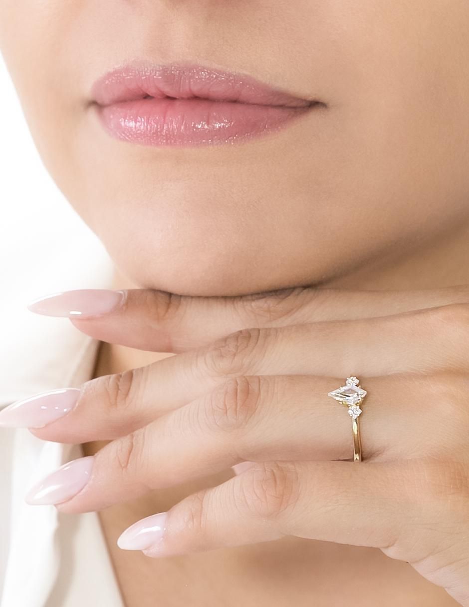 Anillo de compromiso "de" oro 14 k abba joyas sin familia zirconia