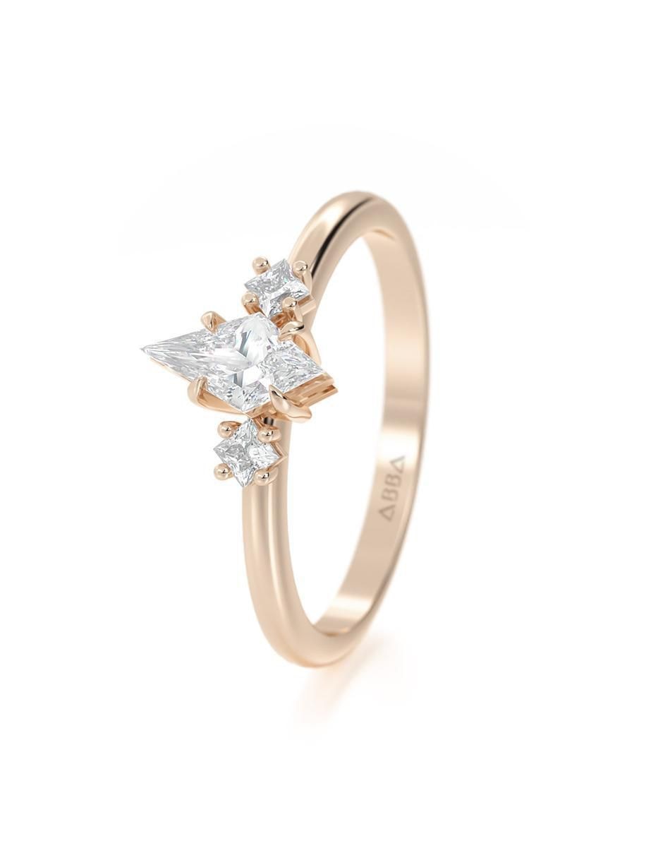 Anillo de compromiso de oro 14 K zirconia 2