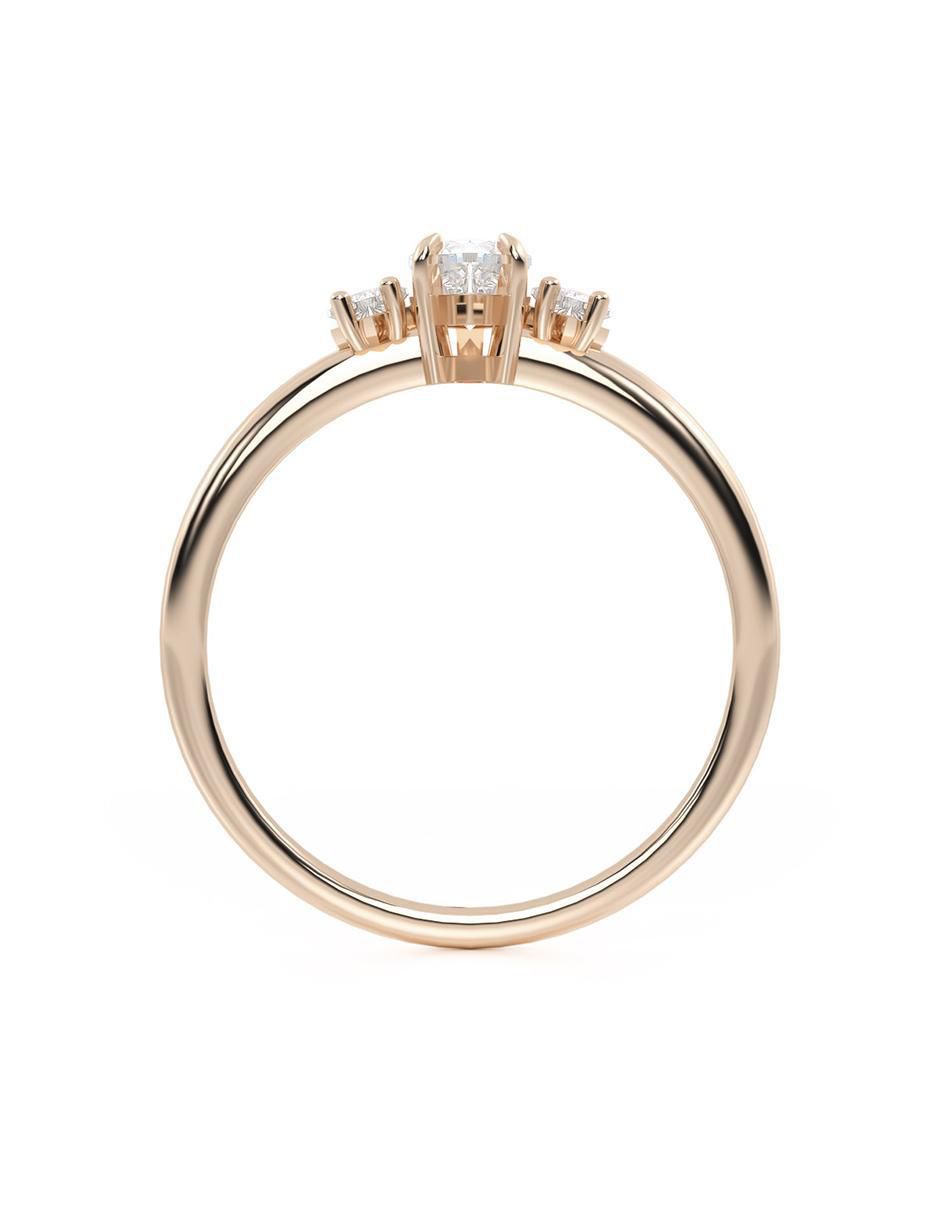 Anillo de compromiso de oro 14 K zirconia 3