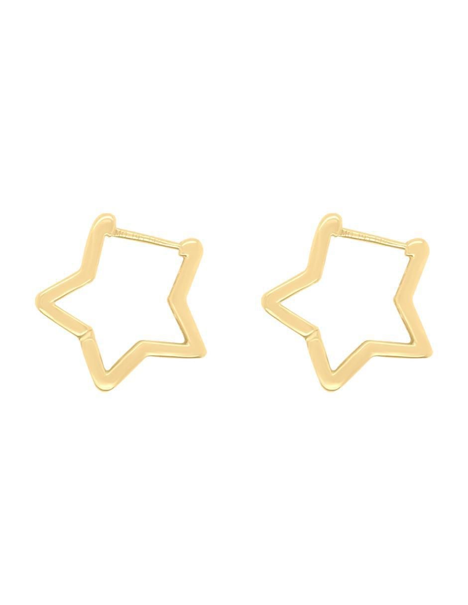 Aretes de estrella de oro amarillo con acabado brillante