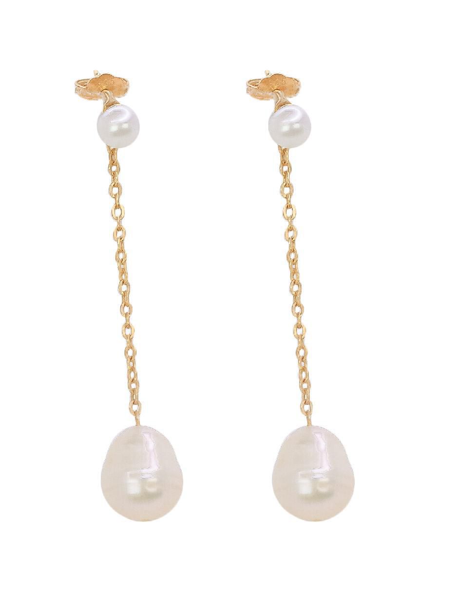 Aretes circulares Tesoros Del Océano de plata P 925 con acabado baño de oro perla de agua Aretes circulares Tesoros Del Océano de plata P 925 con acabado baño de oro perla de agua