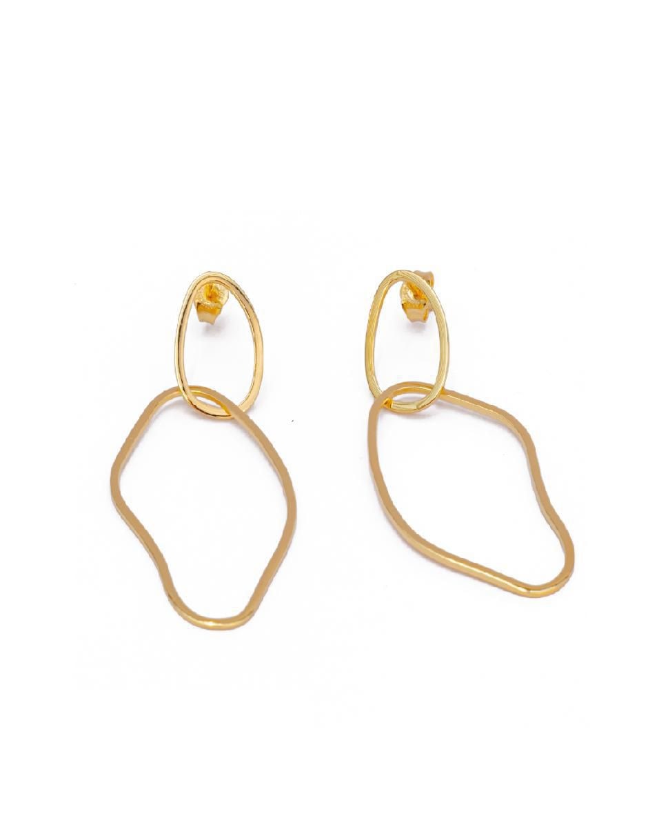 Aretes de aro circulares Flowing With Nature de plata P 925 con acabado baño de oro 2