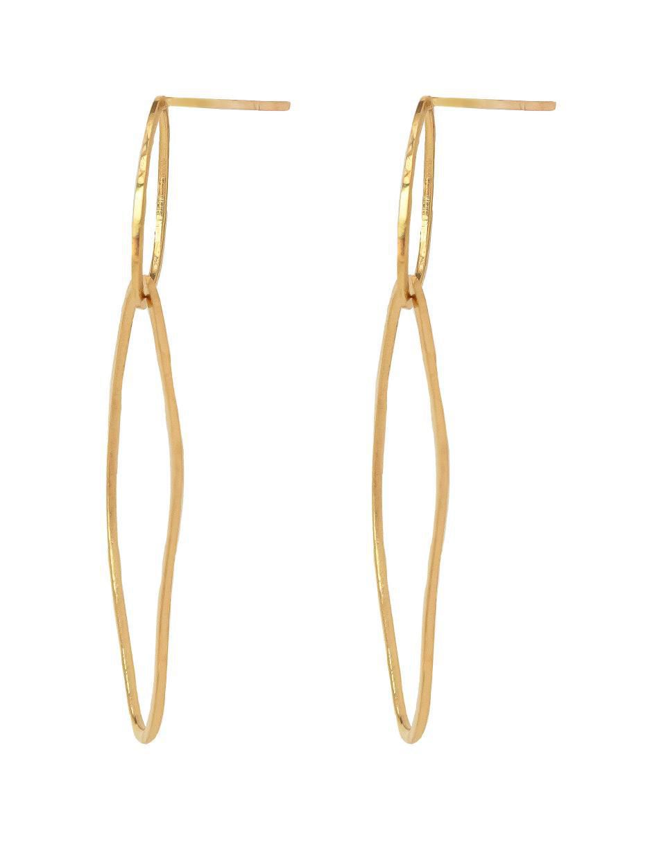 Aretes de aro circulares Flowing With Nature de plata P 925 con acabado baño de oro 3