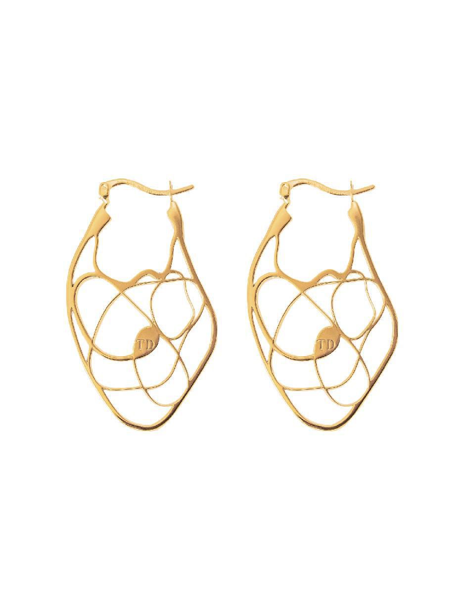 Aretes circulares Flowing With Nature de plata P 925 con acabado baño de oro Aretes circulares Flowing With Nature de plata P 925 con acabado baño de oro