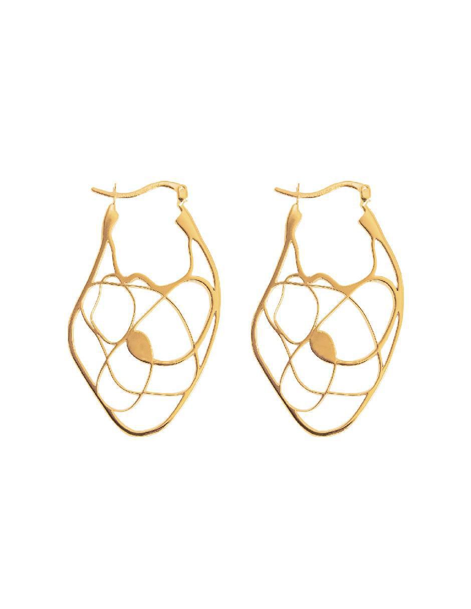 Aretes circulares Flowing With Nature de plata P 925 con acabado baño de oro 2