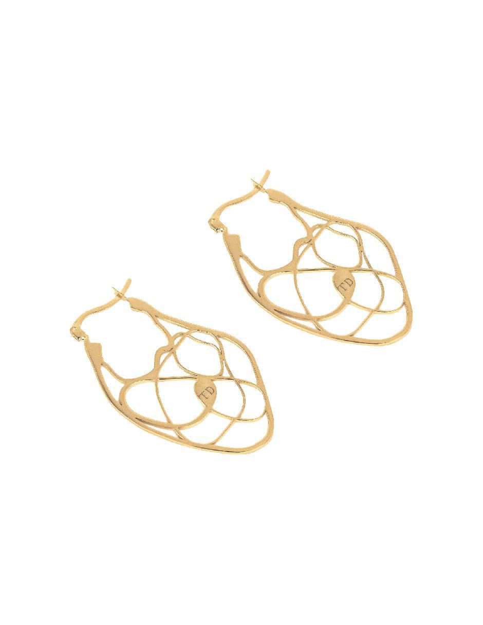 Aretes circulares Flowing With Nature de plata P 925 con acabado baño de oro 3