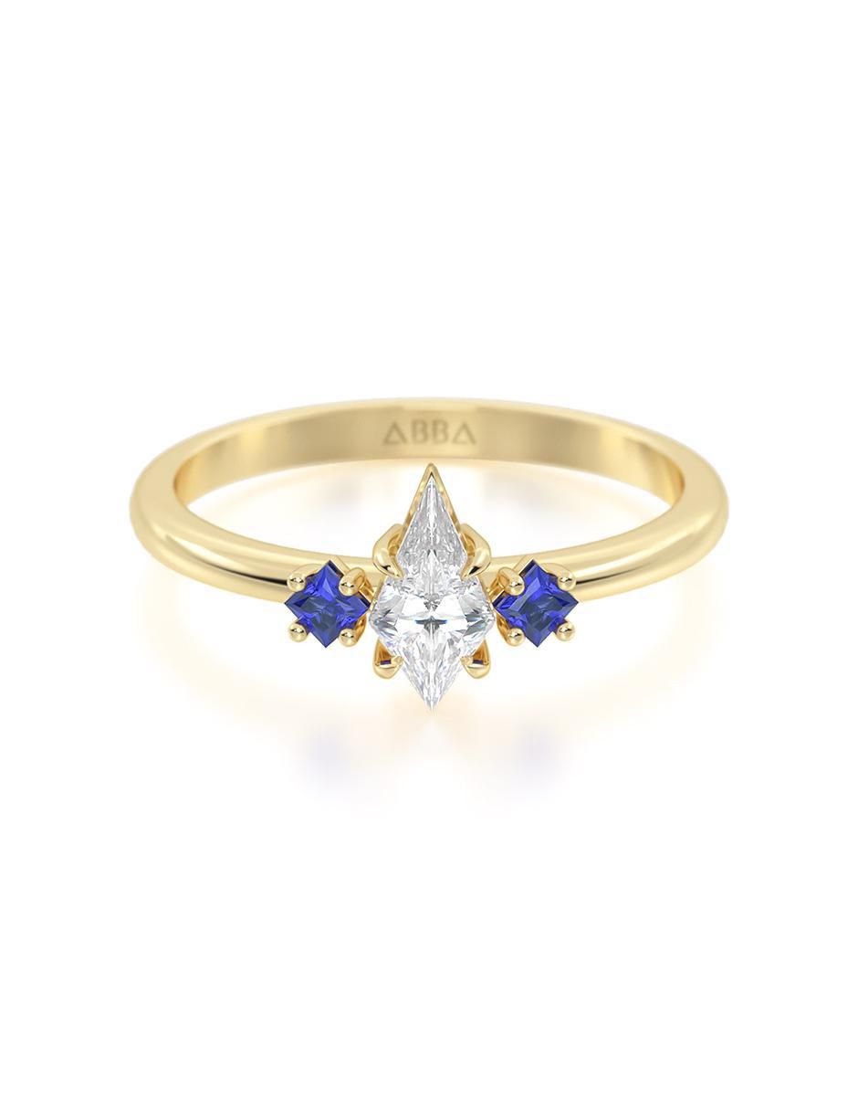 Anillo de compromiso de oro 14 zirconia