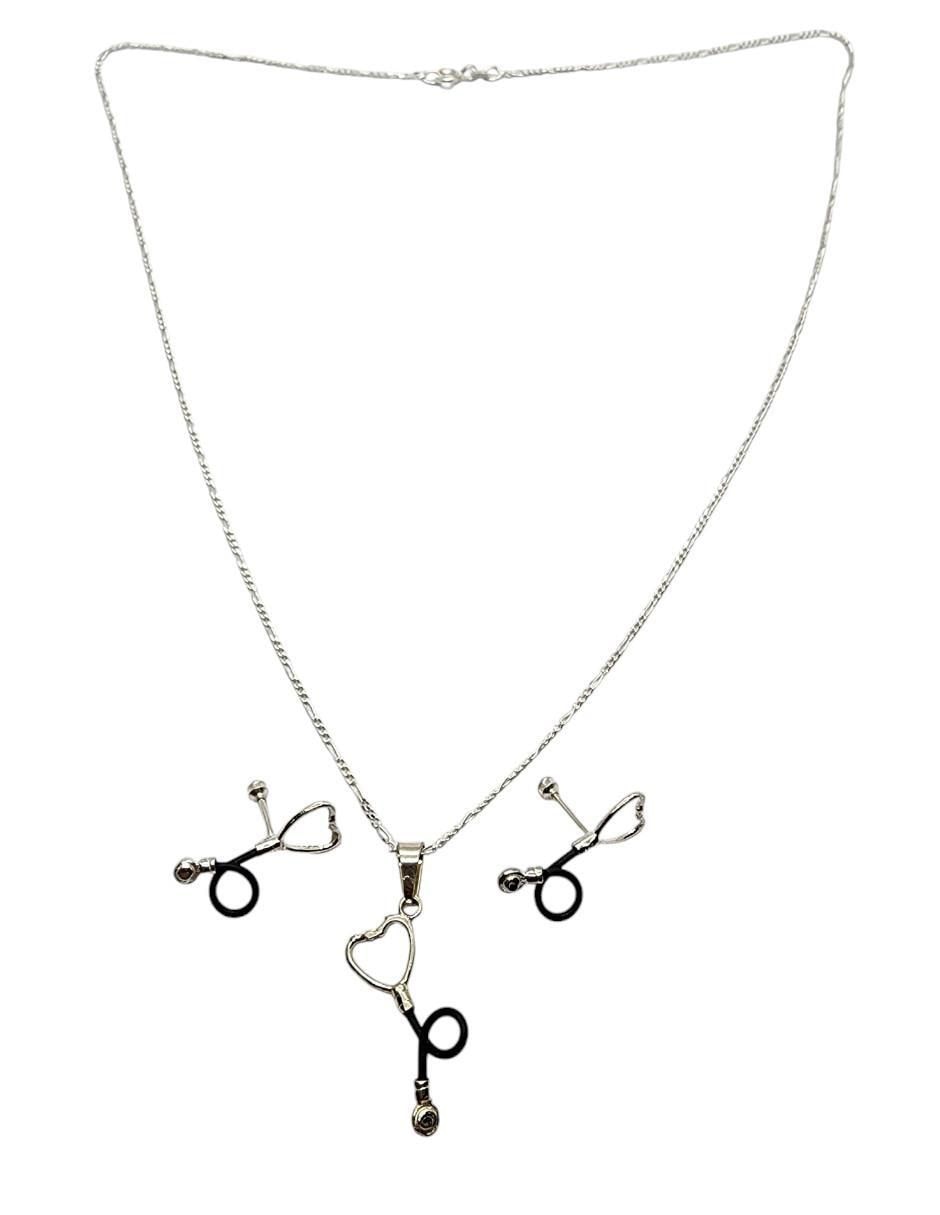 Aretes y collar de plata P925 2