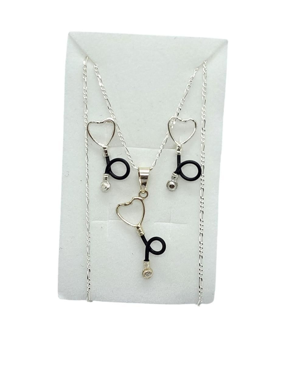 Aretes y collar de plata P925 3