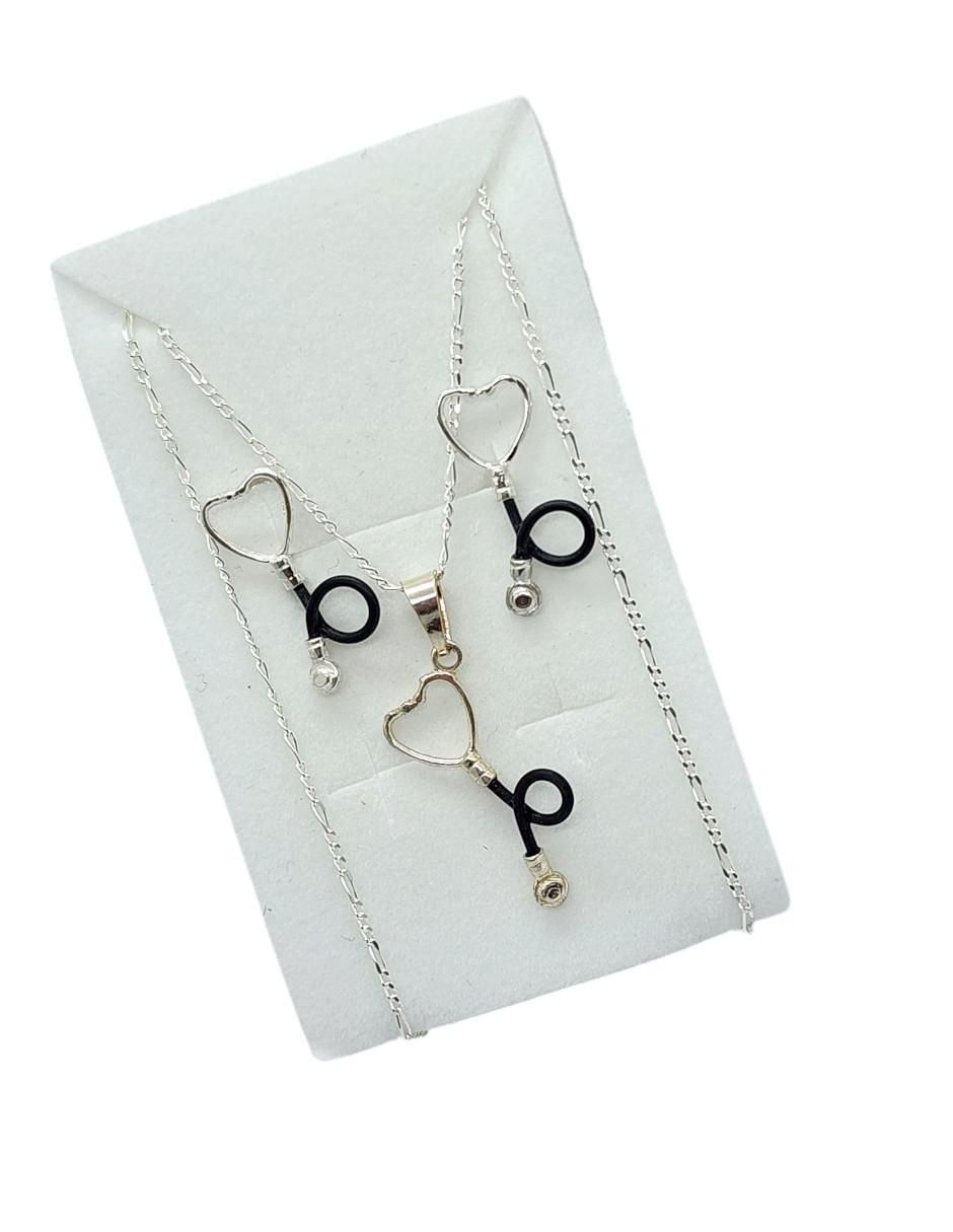 Aretes y collar de plata P925 4