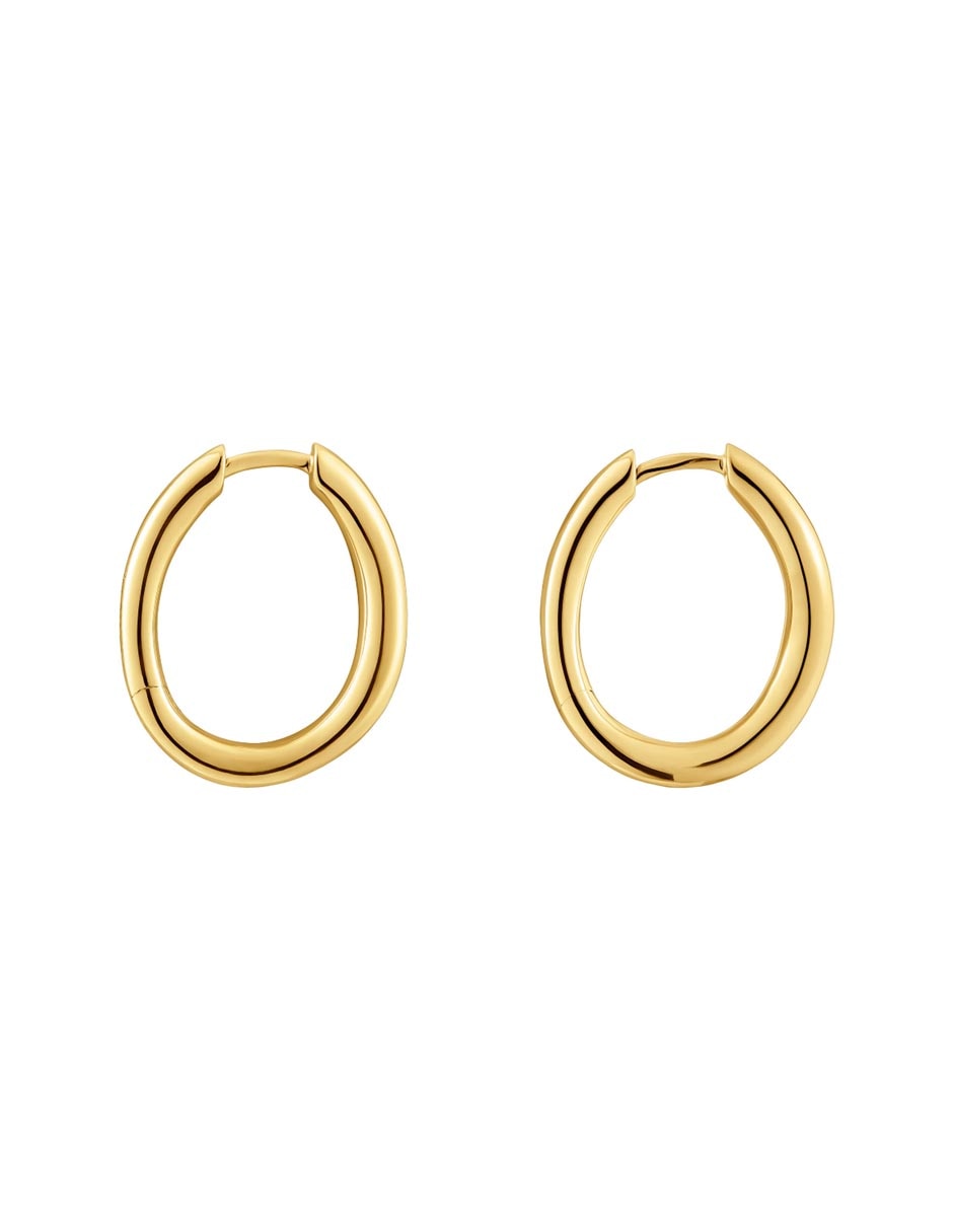 Aretes de aro circulares New Hav de oro amarillo con acabado brillante 2