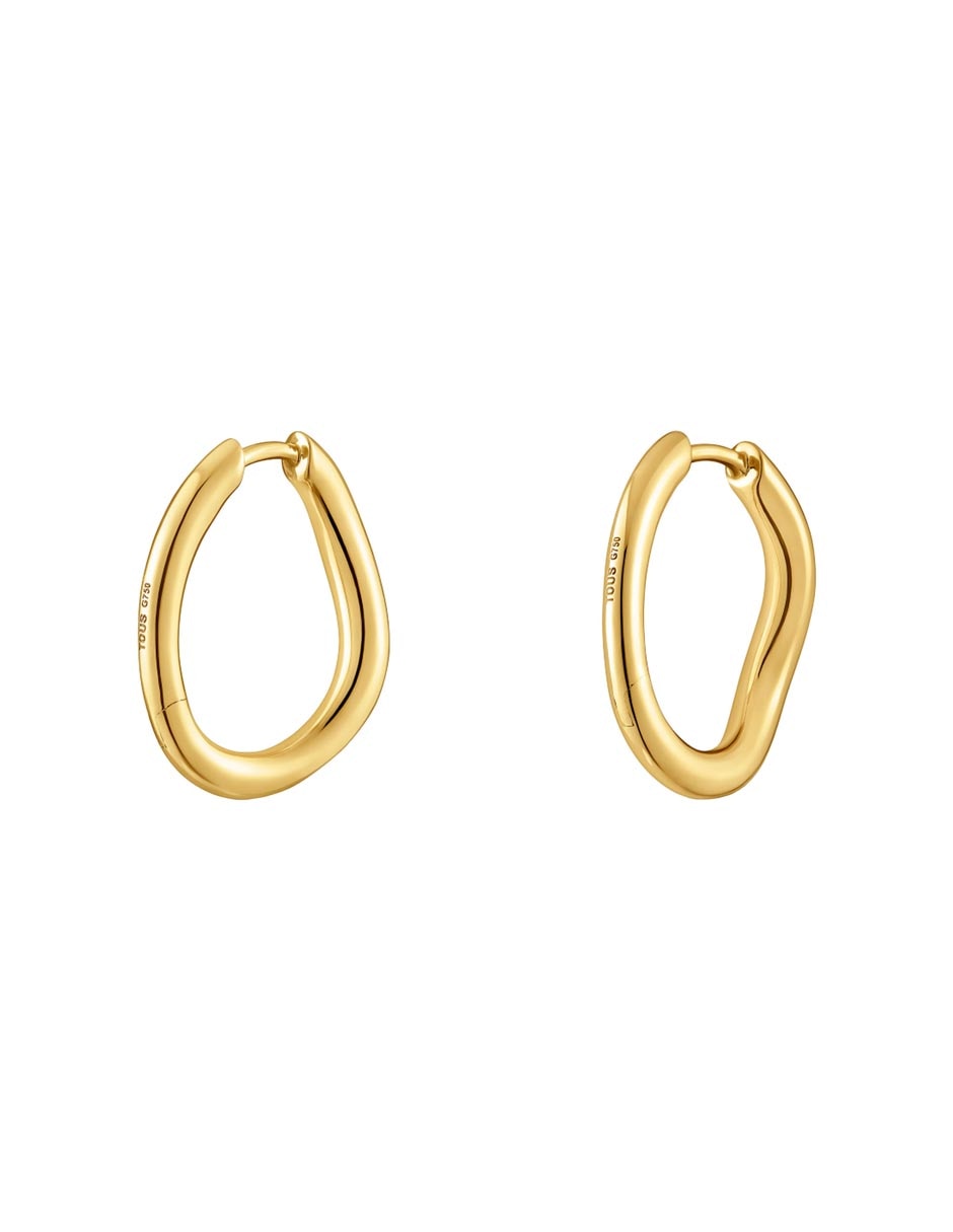 Aretes de aro circulares New Hav de oro amarillo con acabado brillante 3