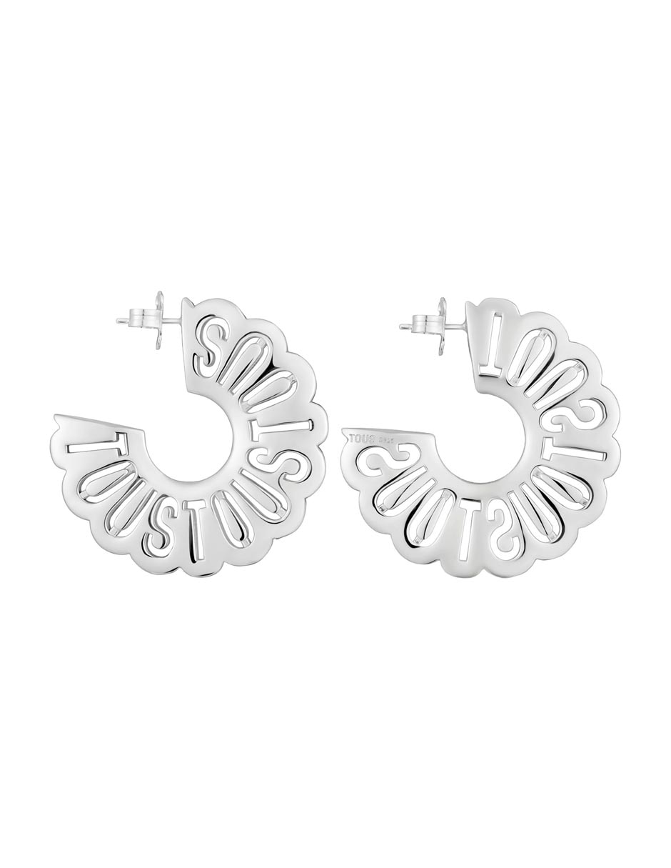 Aretes de aro circulares Miranda de plata P 925 con acabado brillante 2