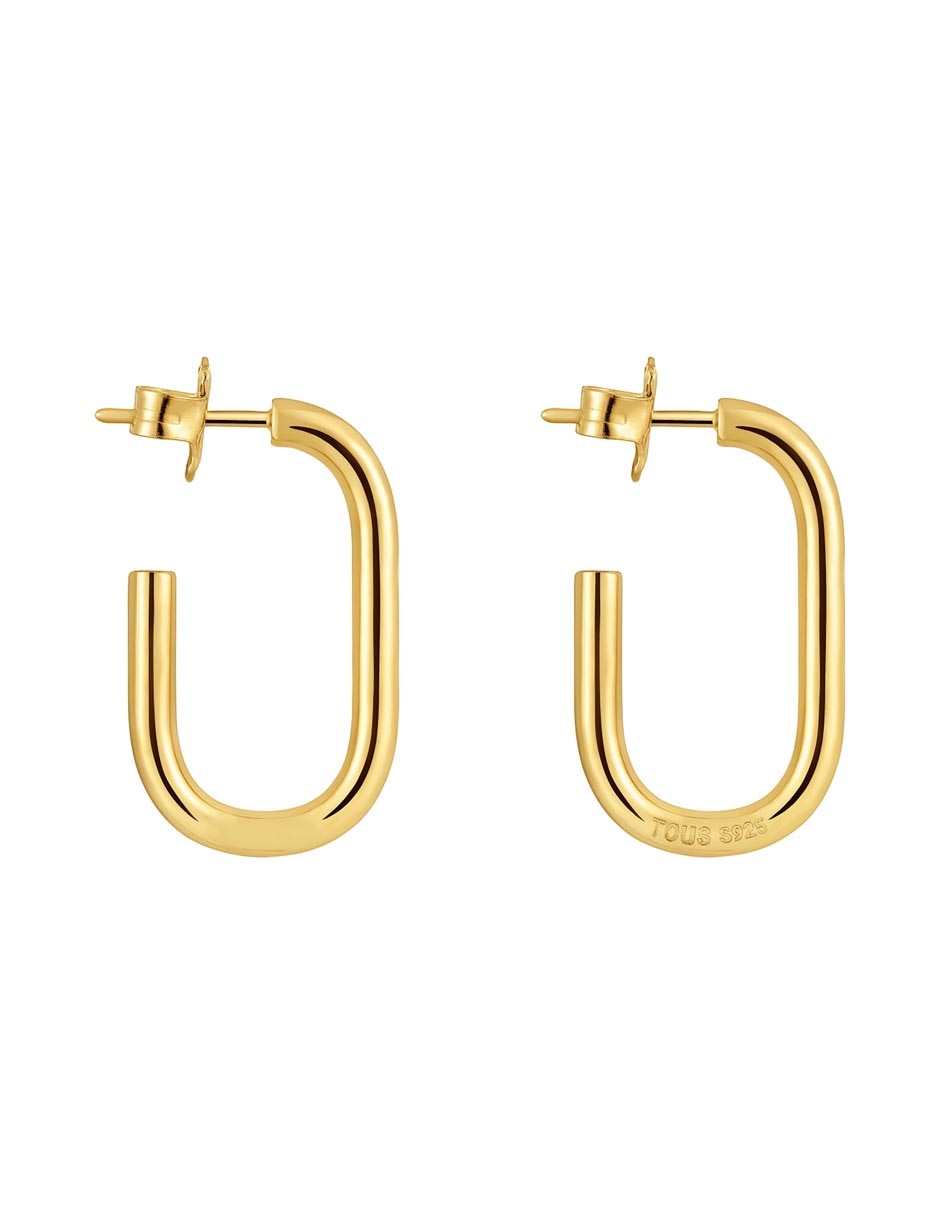 Aretes de aro ovalados de plata P 925 con acabado baño de oro 2