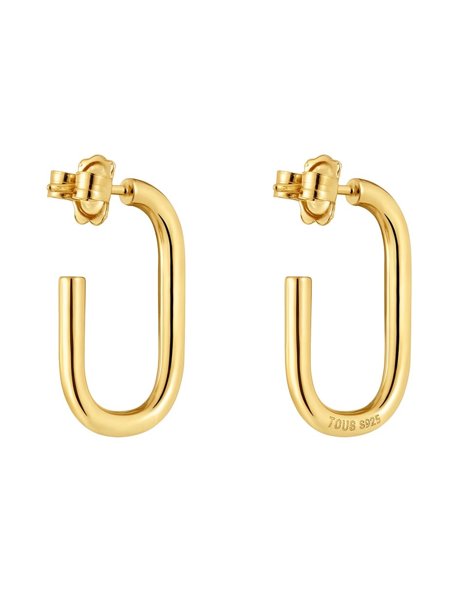 Aretes de aro ovalados de plata P 925 con acabado baño de oro 3