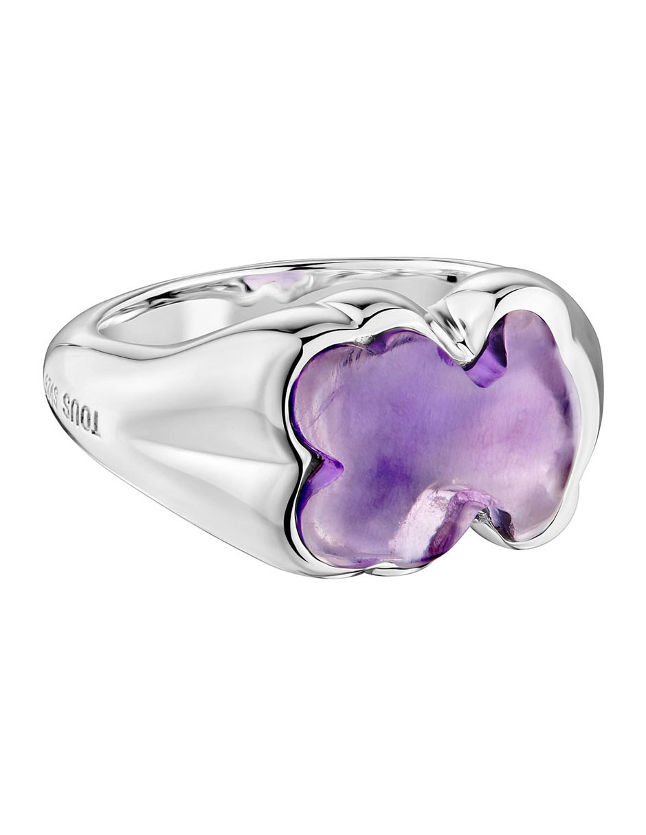 Anillo con gema de oso Bold Motif P 925 de plata amatista brillante 1