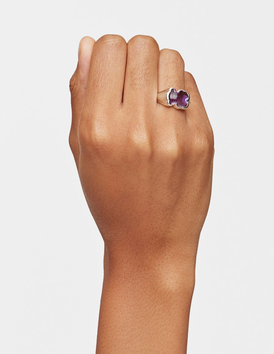 Anillo con gema de oso Bold Motif P 925 de plata amatista brillante 4