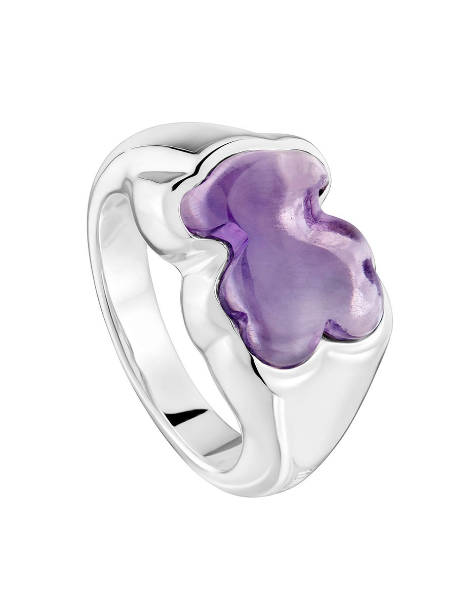 Anillo con gema de oso Bold Motif P 925 de plata amatista brillante 6