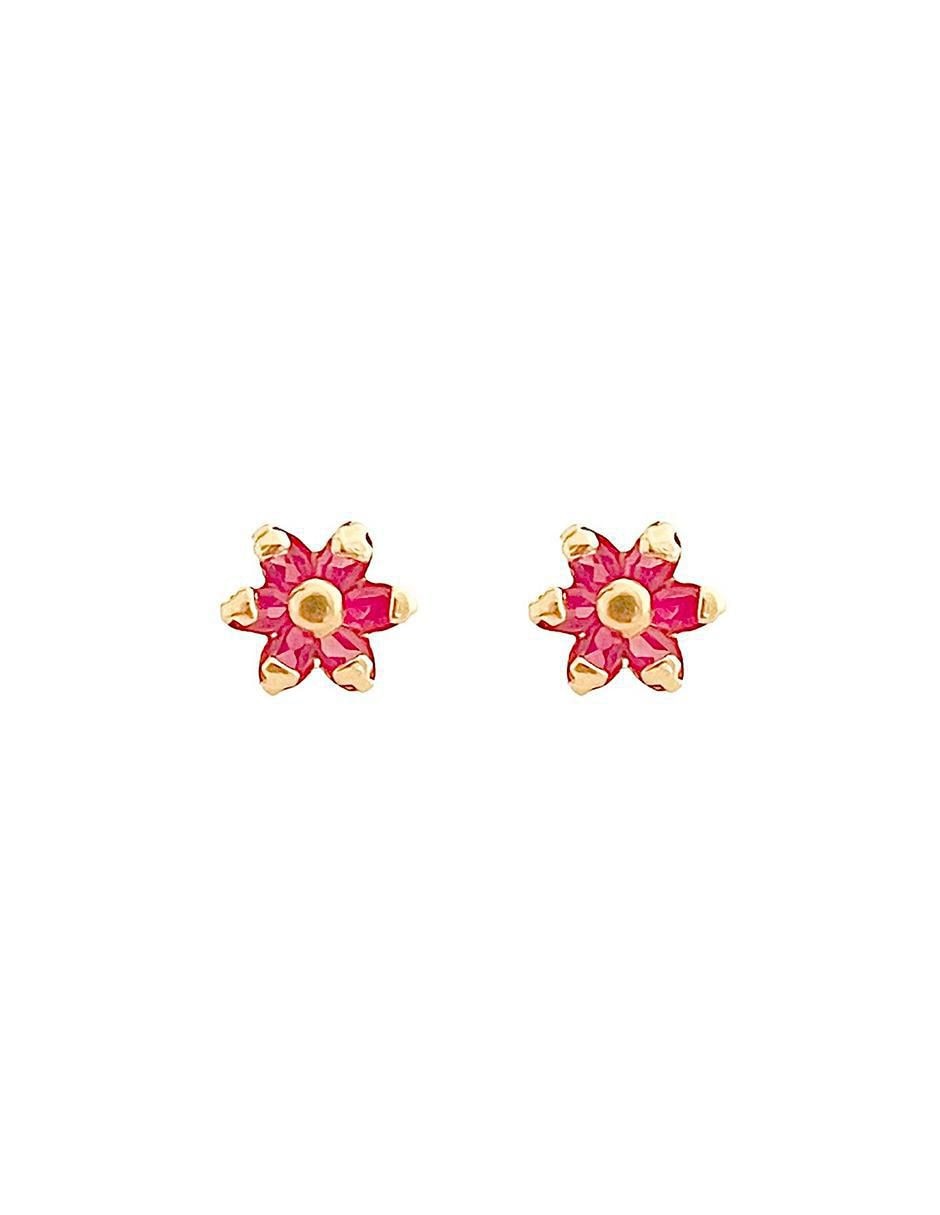 Broqueles de flor de oro con acabado brillante zirconia