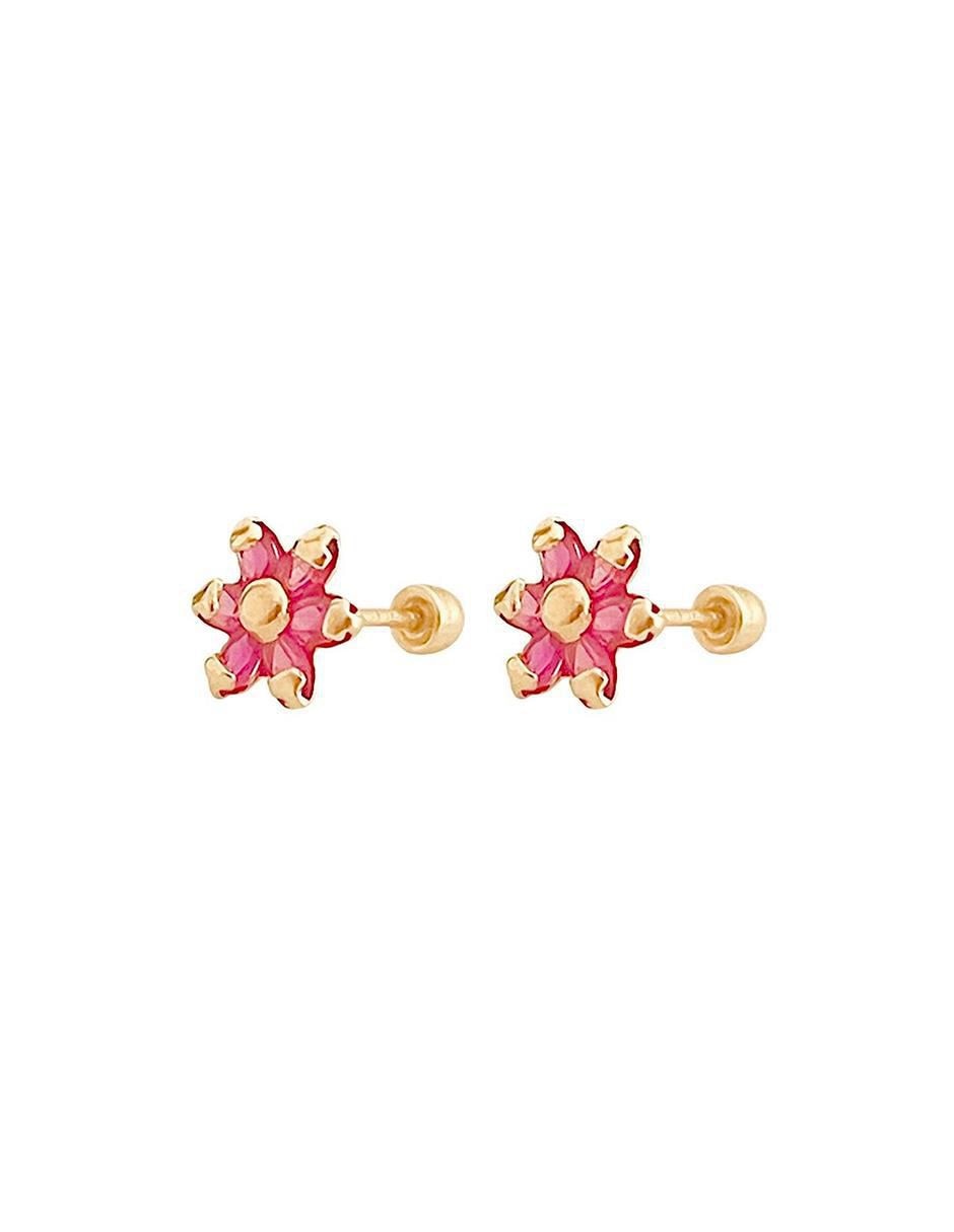Broqueles de flor de oro con acabado brillante zirconia 3