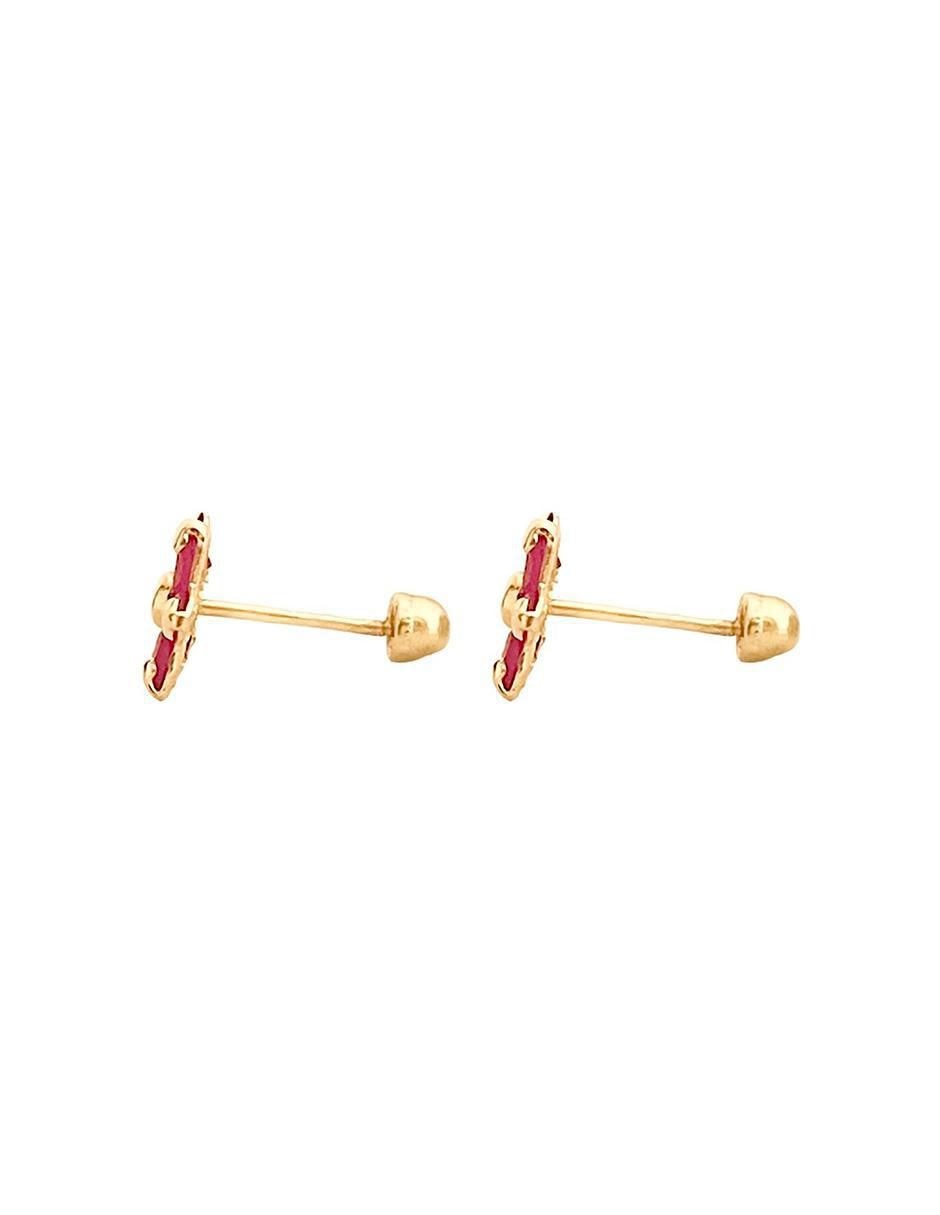 Broqueles de flor de oro con acabado brillante zirconia 4