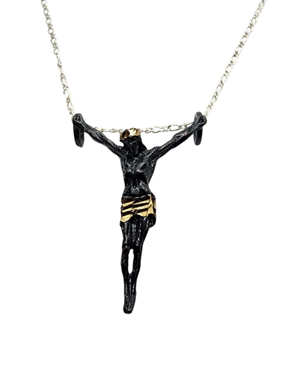 Collar con dije cristo de plata P 925 Collar con dije cristo de plata P 925