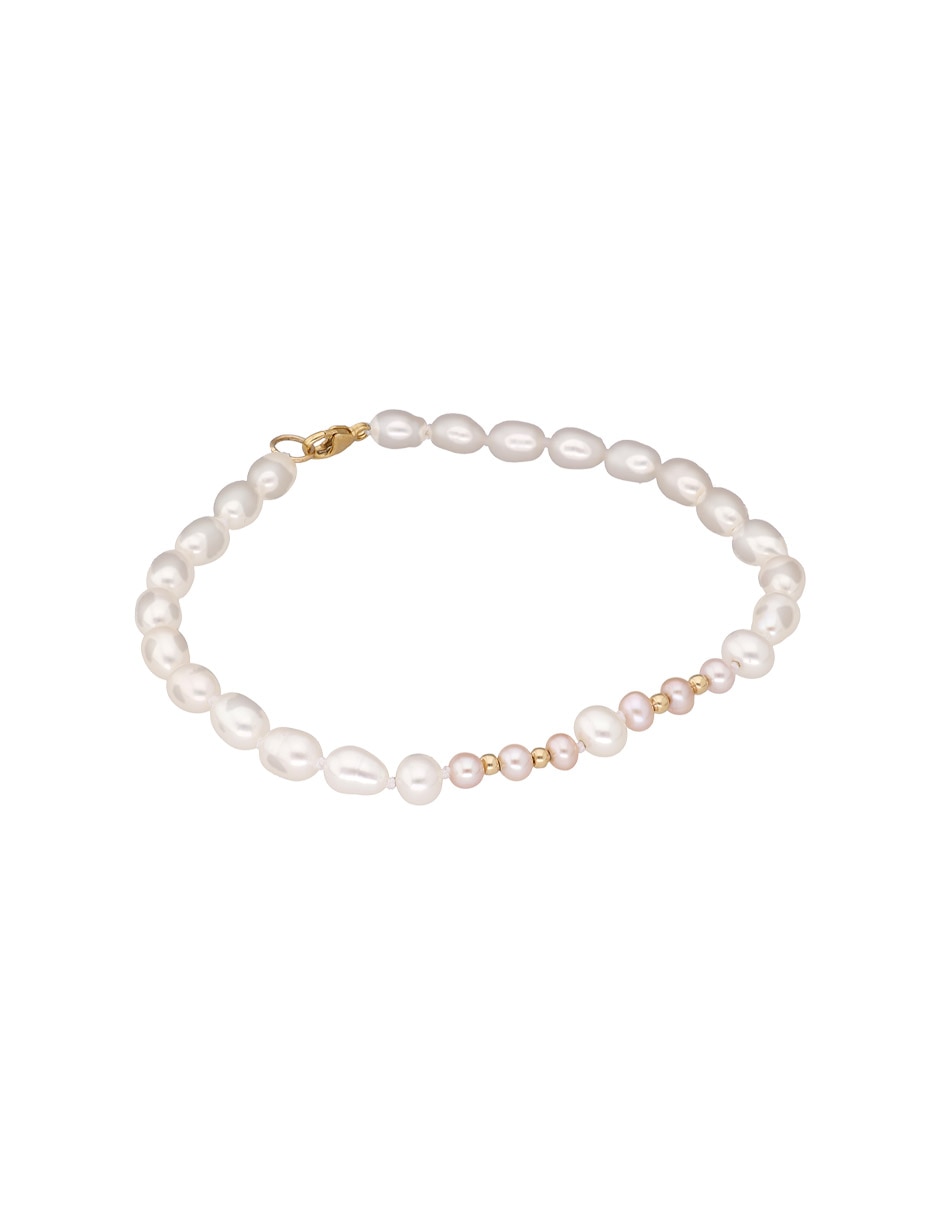 Pulsera con perlas con acabado liso