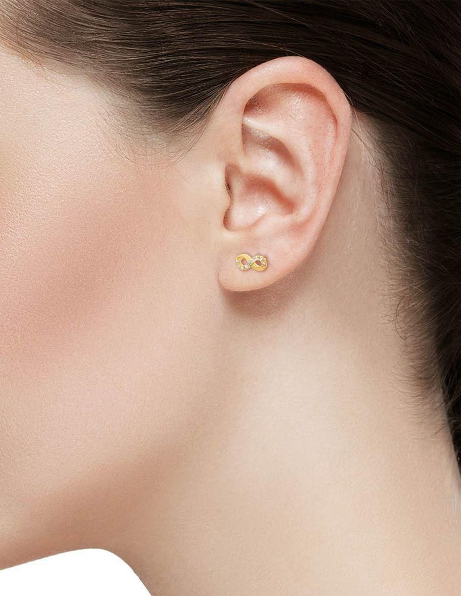 Broqueles de infinito de oro amarillo con acabado brillante zirconia 3
