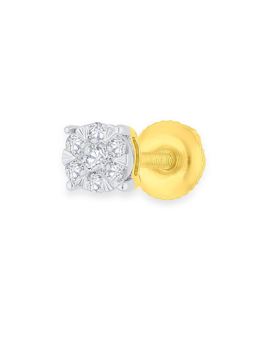 Broqueles circulares de oro amarillo 14 K con acabado brillante diamante 3