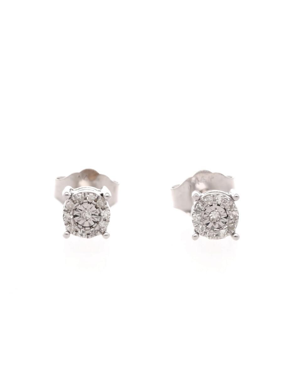 Broqueles circulares de oro blanco con acabado brillante diamante