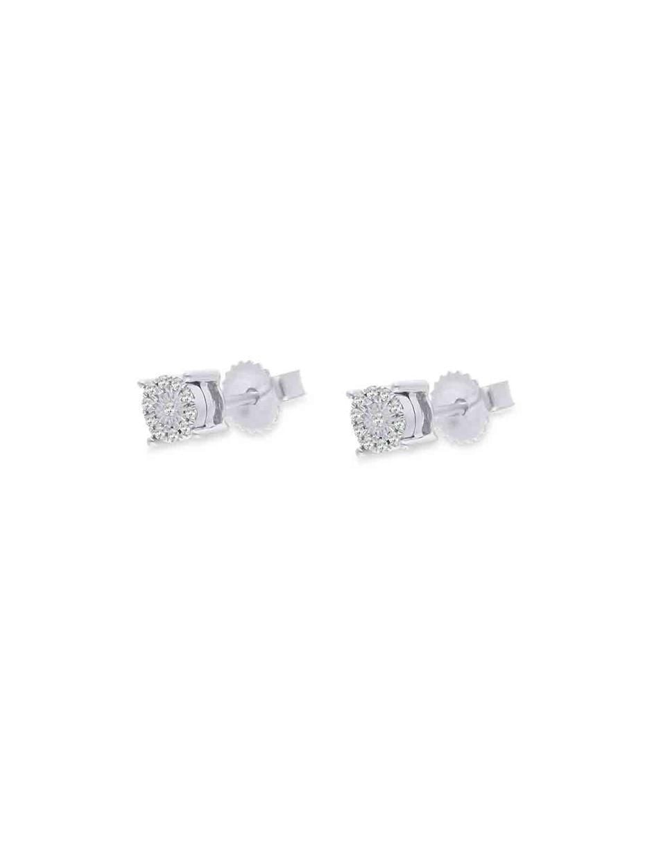 Broqueles circulares de oro blanco con acabado brillante diamante 2
