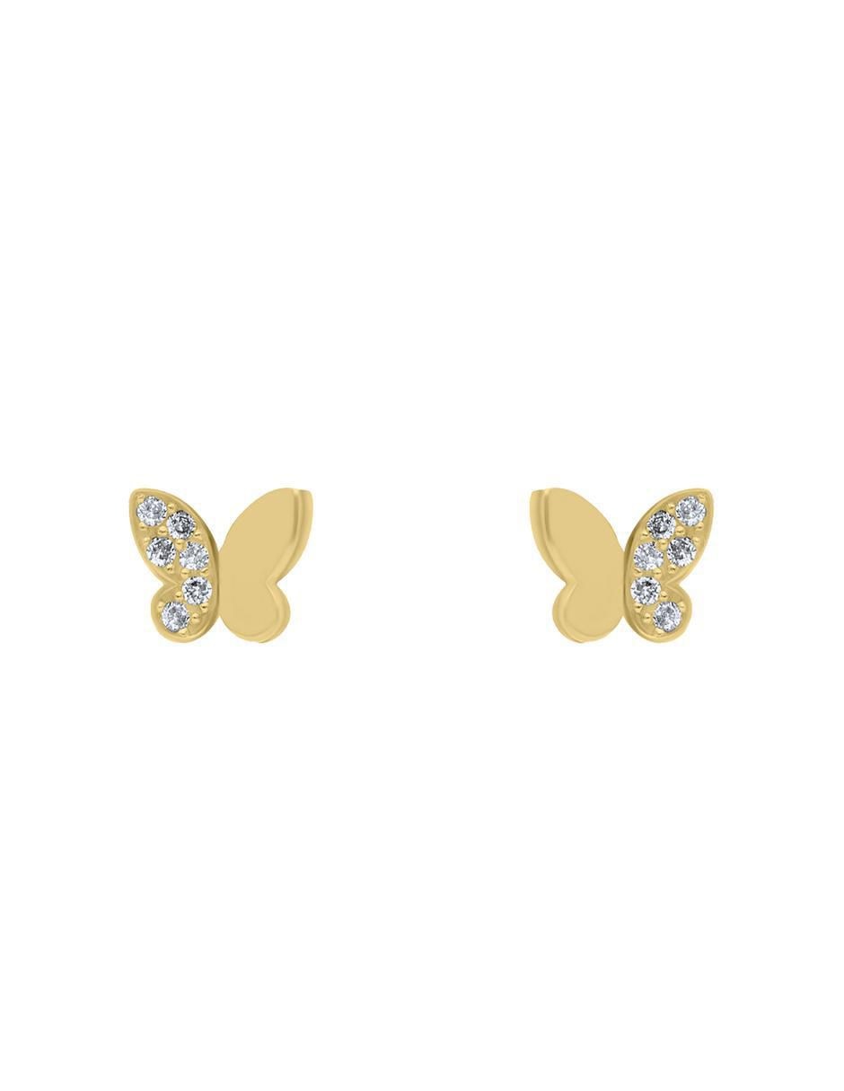 Broqueles de mariposa de oro amarillo con acabado brillante zirconia Broqueles de mariposa de oro amarillo con acabado brillante zirconia