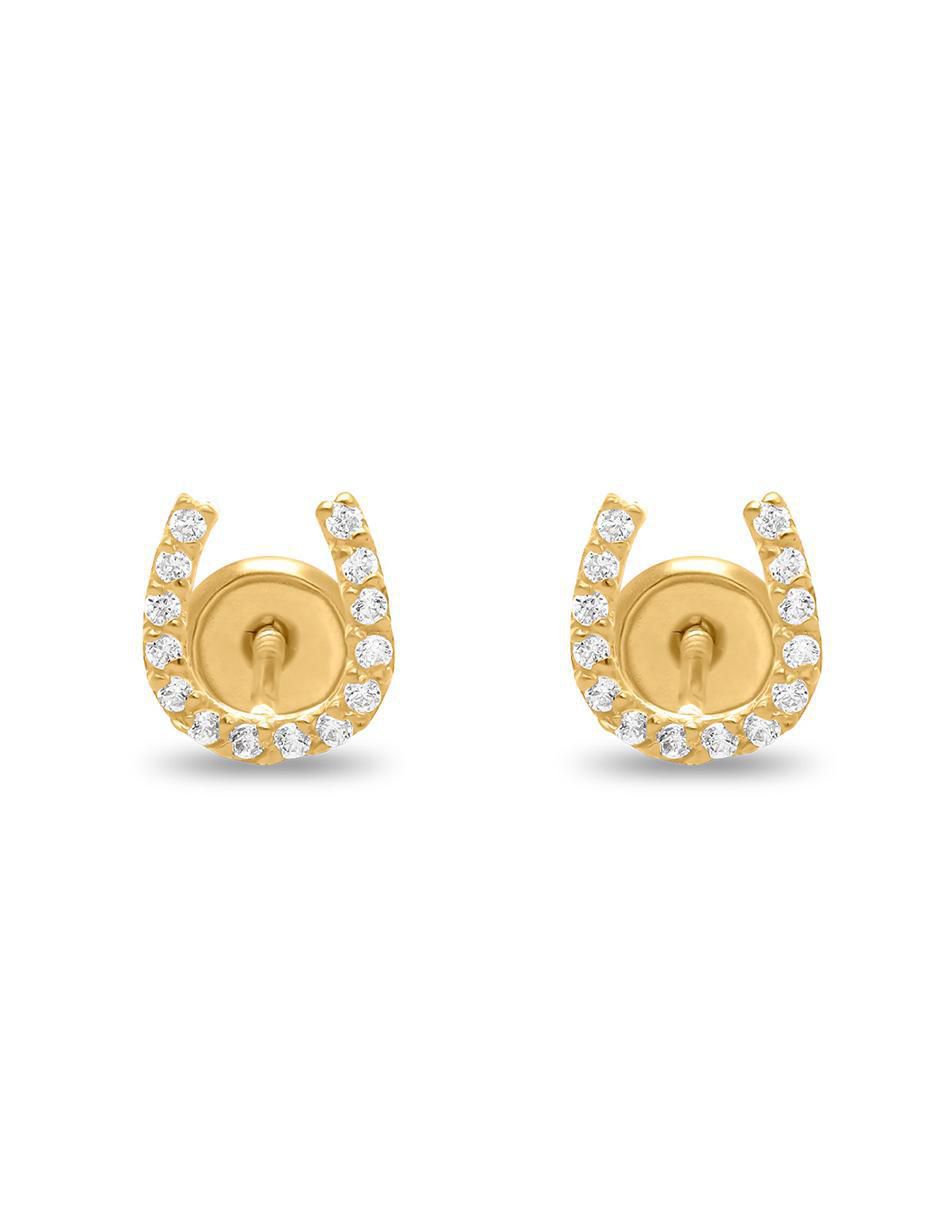 Broqueles de herradura de oro amarillo con acabado brillante zirconia