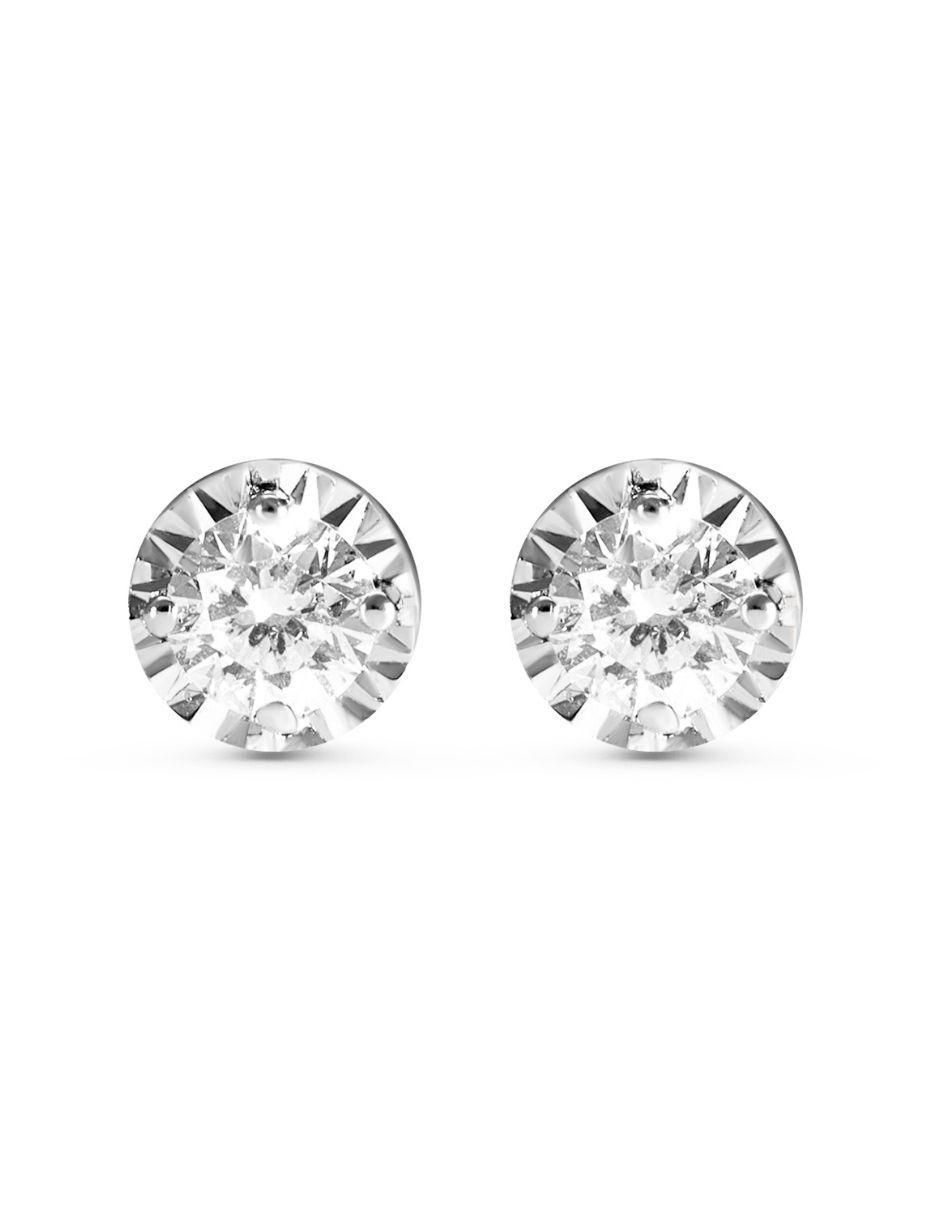 Broqueles circulares de oro blanco con acabado brillante diamante