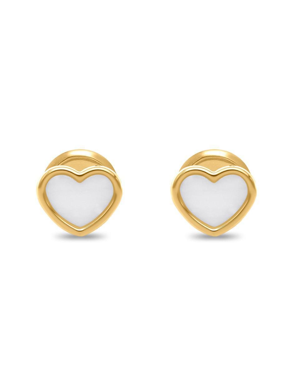Broqueles de corazón de oro amarillo con acabado brillante