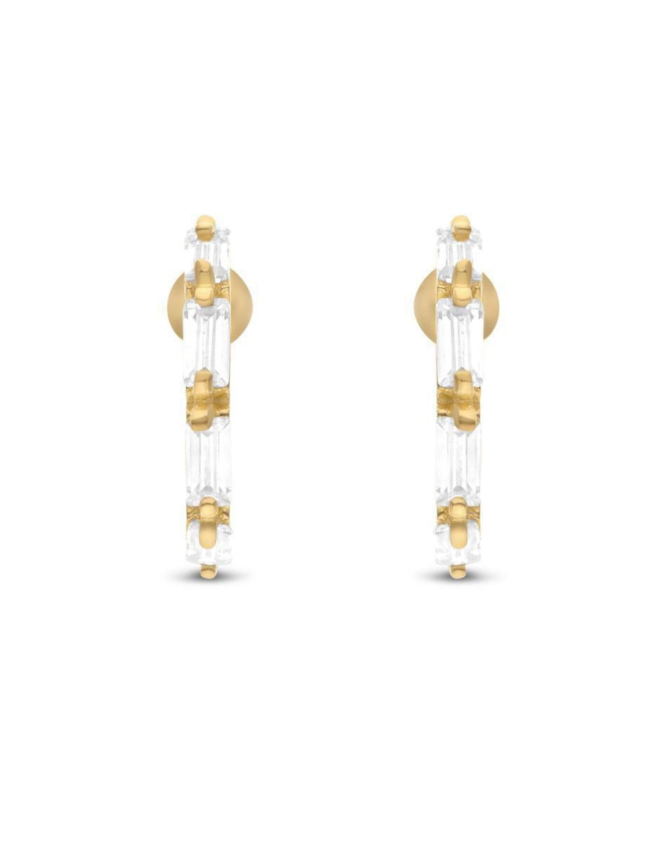 Arracadas de oro amarillo 10 K con acabado brillante zirconia Arracadas de oro amarillo 10 K con acabado brillante zirconia