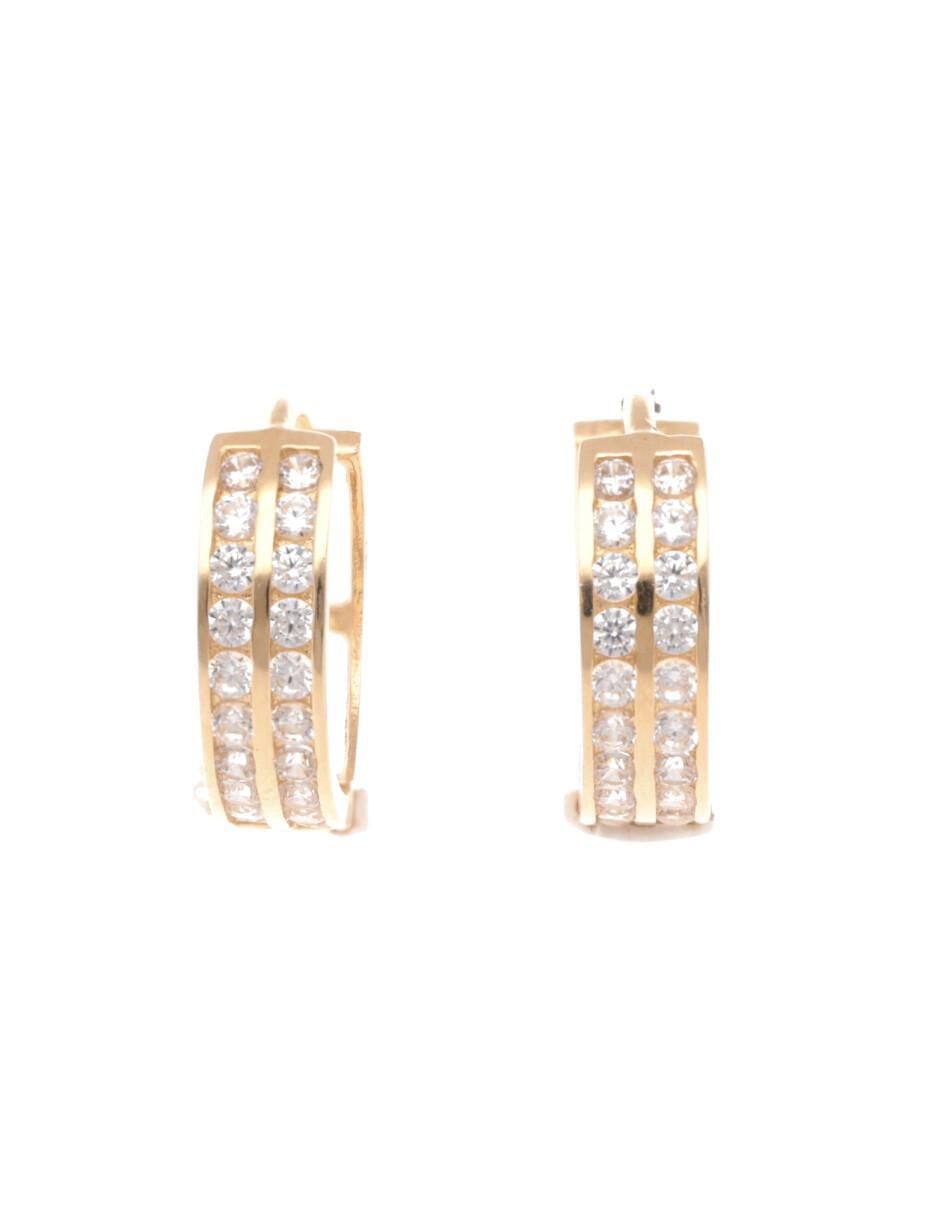 Arracadas de oro amarillo con acabado brillante zirconia