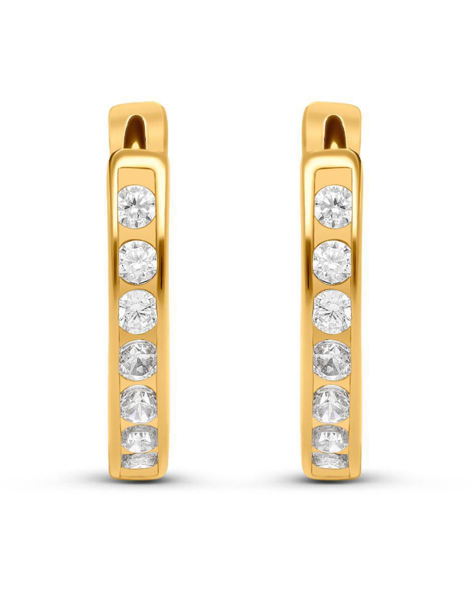 Arracadas de oro amarillo con acabado brillante zirconia